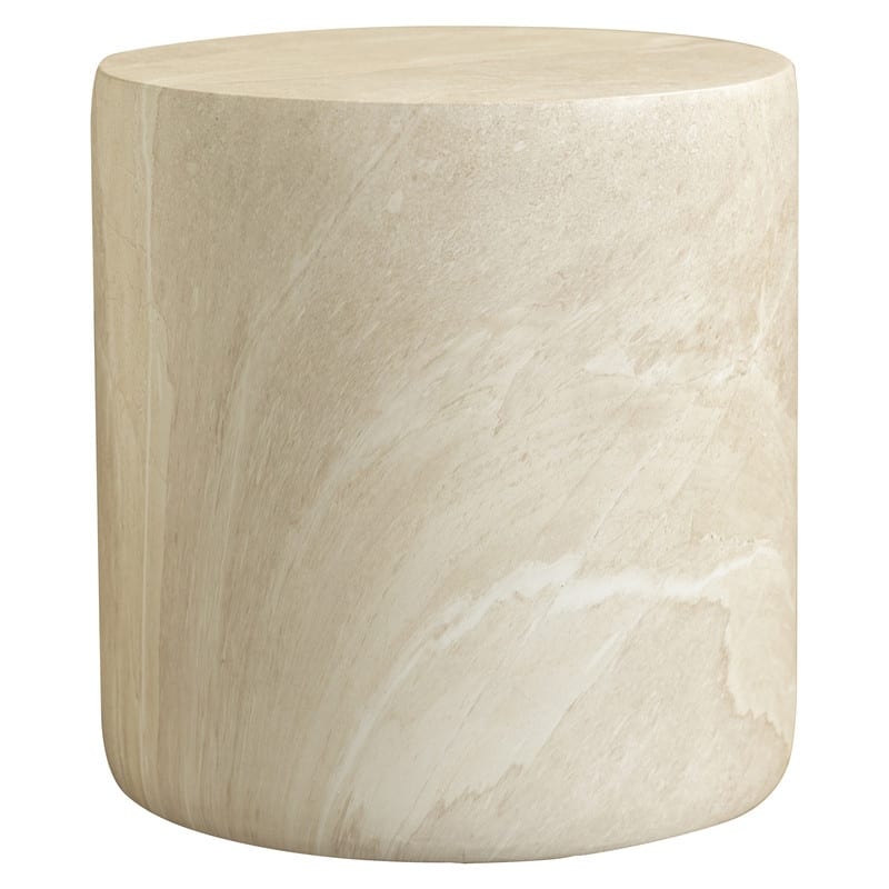 Vintara Modern Cylindrical Round Fiberstone Side Table with Brushed Finish for Living Rooms, Bedrooms, Patios, Balconies