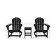 Laguna 3-Piece Adirondack Rocking Chairs and Side Table Set - Black