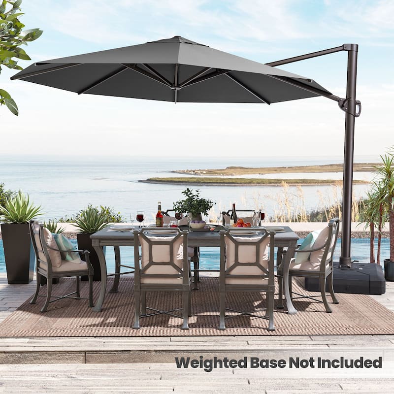 Crestlive Products 11.5ft Round Cantilever Patio Umbrella with 7-position Adjustment and 360-degree Rotation