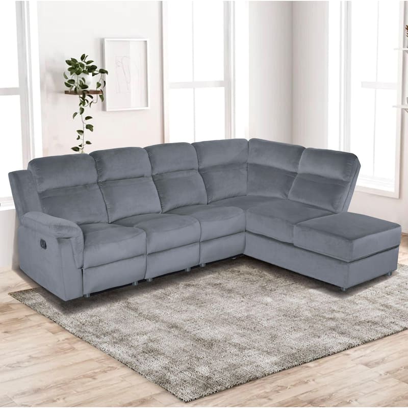 111.4''Recliner Storage Upholstery Sectional Sofa Couchs - Grey