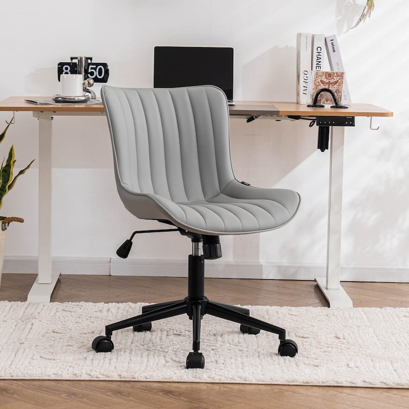 Ergonomic Office Chair Swivel Armless Desk Chair with Wheels - Grey