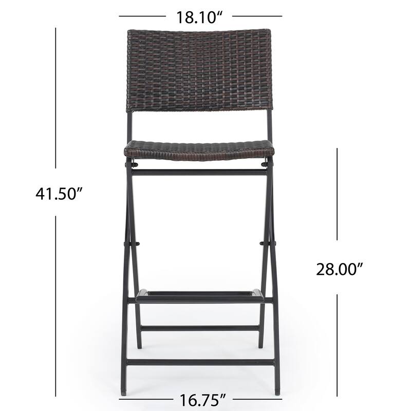 Outdoor Wicker Barstools Set of 2 Patio Bar Stool Foldable Chair