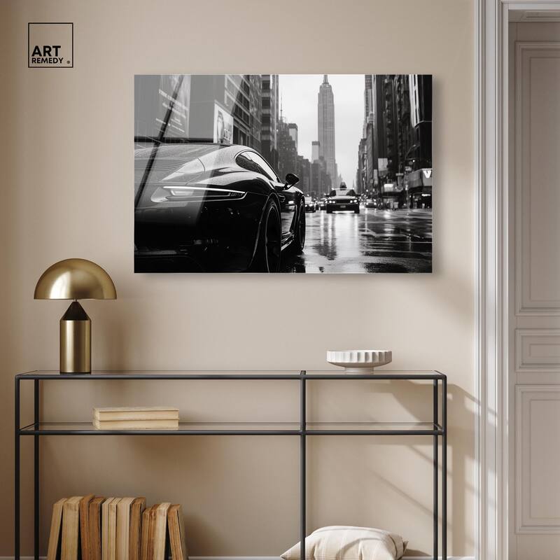 Rainy Day New York Acrylic by Art Remedy, Ready to Hang