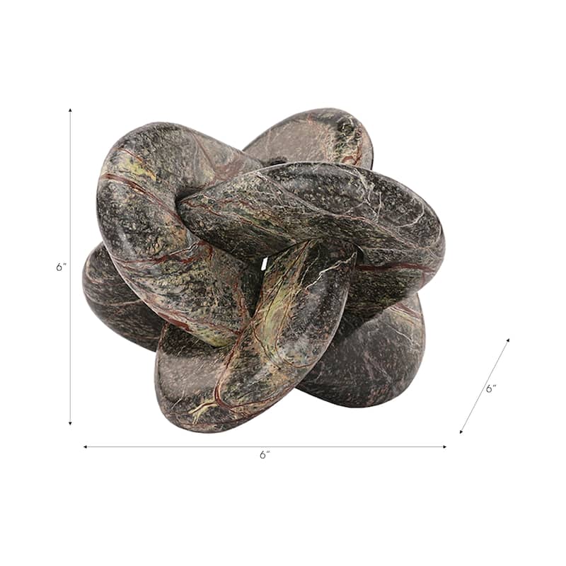 Stone Marble Modern Sculptural Decorative Object Interlocking Design - 6" x 6" x 6"