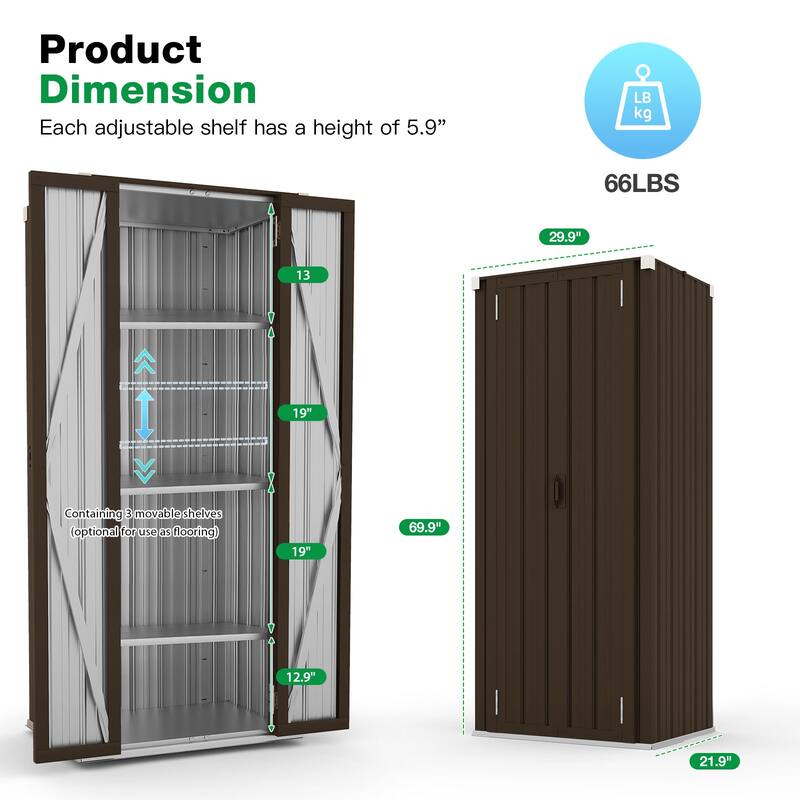 AECOJOY Storage Cabinet Waterproof with Adjustable Shelves - N/A