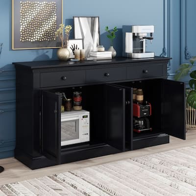Black Sideboard TV Cabinet Storage Cabinet 3 Drawers Entryway Cabinet