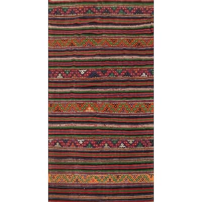 Hand Woven Oriental 100% Wool Carpet Southwestern Tribal Multi-Colored Kilim Area Rug - 10' 3'' X 5' 2''