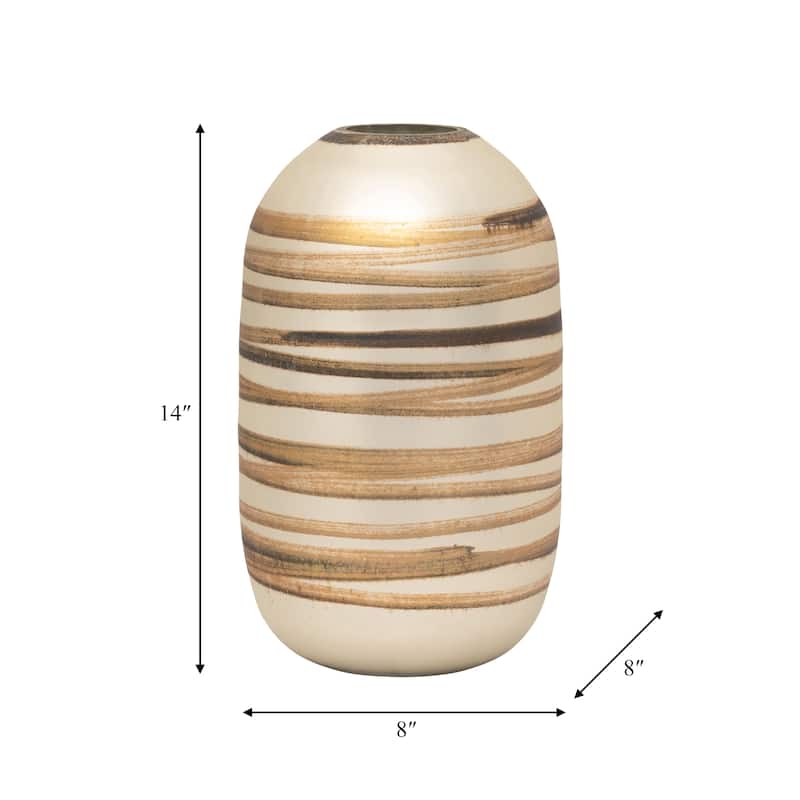 Sagebrook Home Glass Gold Cylinder Antique Ring Vase