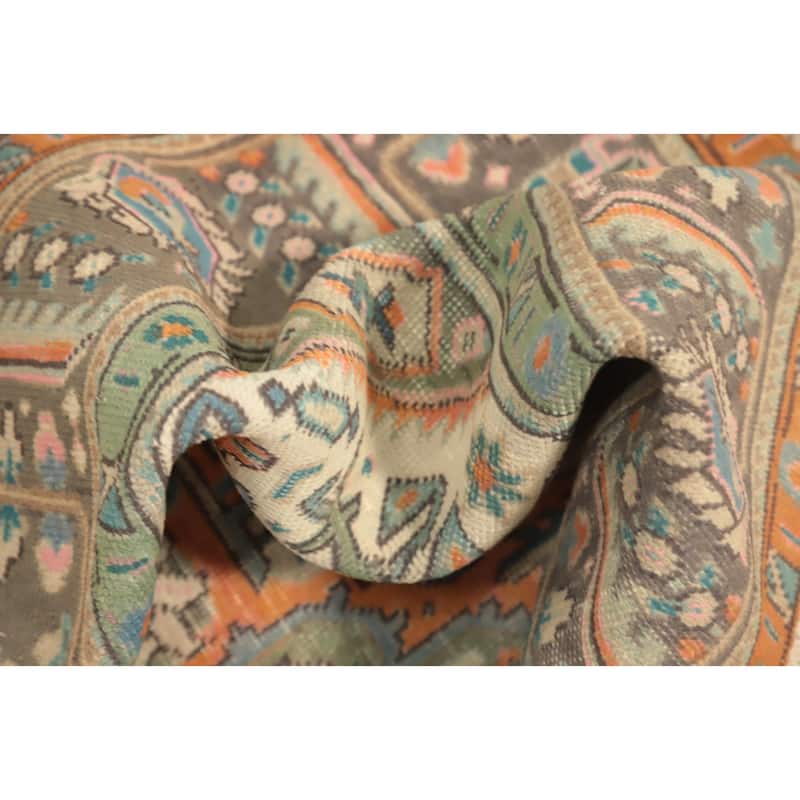 Hand Knotted Oriental 100% Wool Carpet Traditional Floral Oranges & Rust Tabriz Area Rug - 9' 5'' X 6' 0''