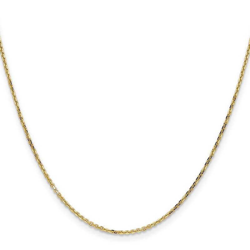 Curata 14k Yellow Gold Solid 1.45mm Diamond Cut Cable Chain Necklace (Lobster) Options: 16 18 20 22 24 26