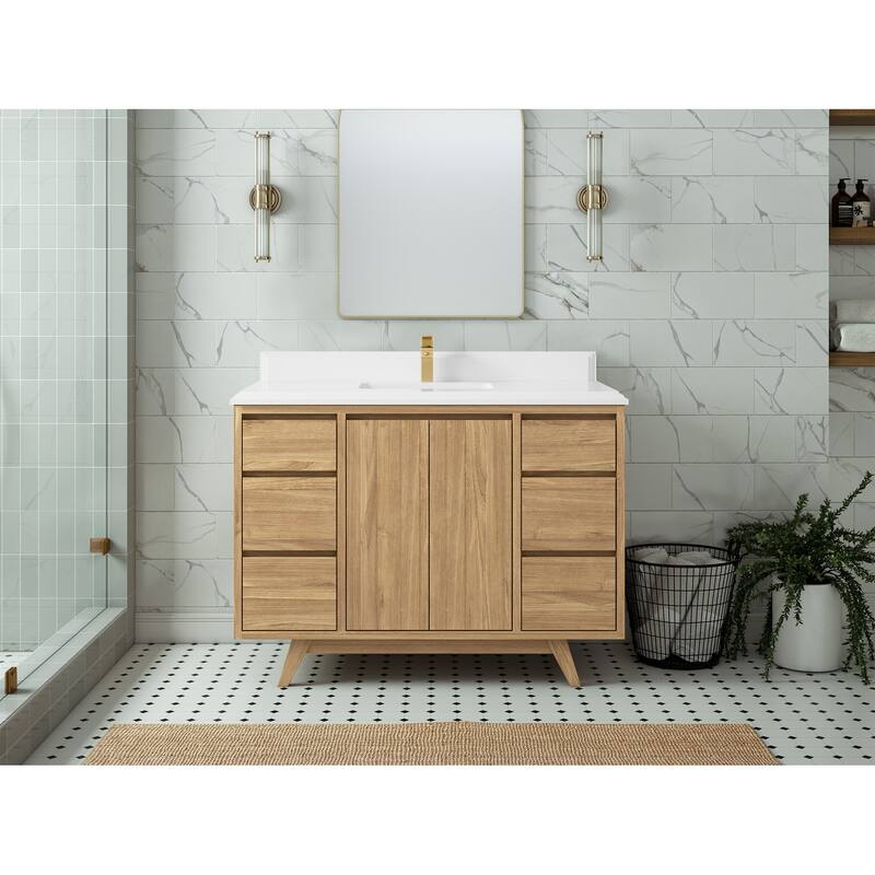 Willow Collections 48 in. W x 22 in. D Madison Teak Single Sink Bathroom Vanity with Countertop