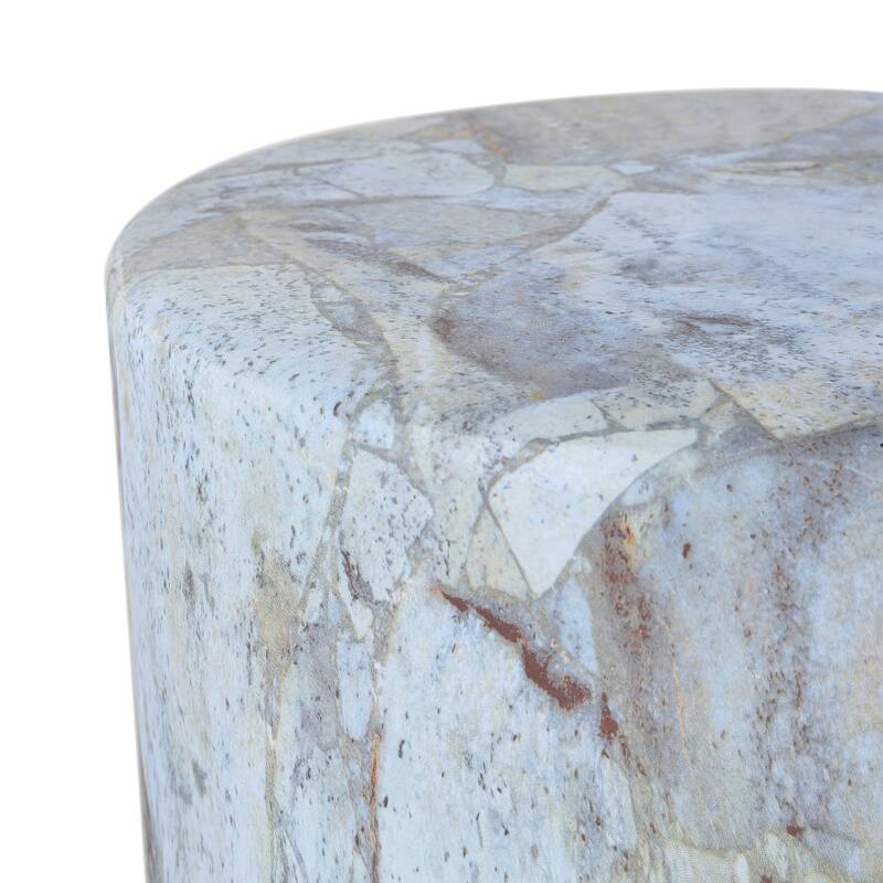 Luke 16" Modern Minimalist Faux Marble Column Indoor/Outdoor Accent Table, by JONATHAN Y