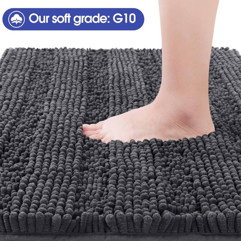 Ultra Soft Striped Non Slip Chenille Bathroom Rug Set 3 Pieces