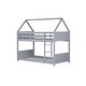 preview thumbnail 8 of 10, Kid-Friendly Twin Over Twin Rubber Wood Bunk Bed with Safety Guardrails,Light Grey