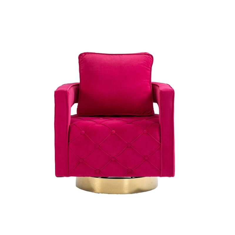 Mid Century 360° Swivel Tufted Accent Armchairs with Velvet Upholstered