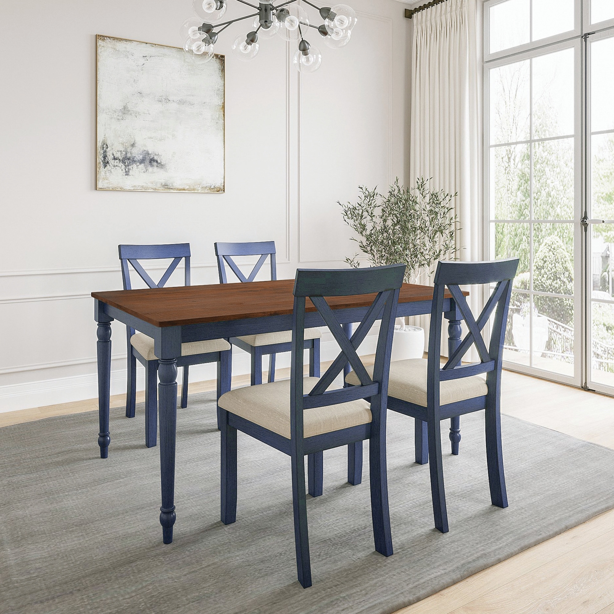Navy blue dining set sales