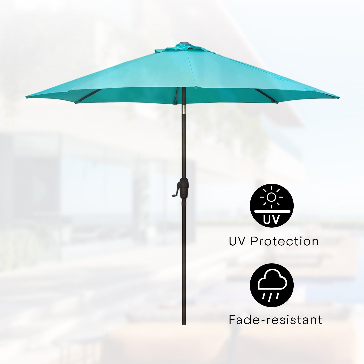 Shop Amarantos 9 Ft Patio Umbrella Market Umbrella With Sturdy Ribs Push Button Tilt And Crank Sky Blue Overstock 32019388