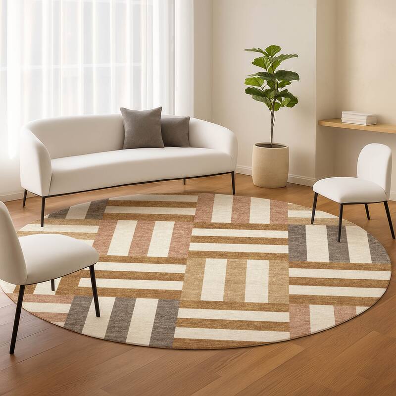 Machine Washable Indoor/ Outdoor Modern Hatch Chantille Rug