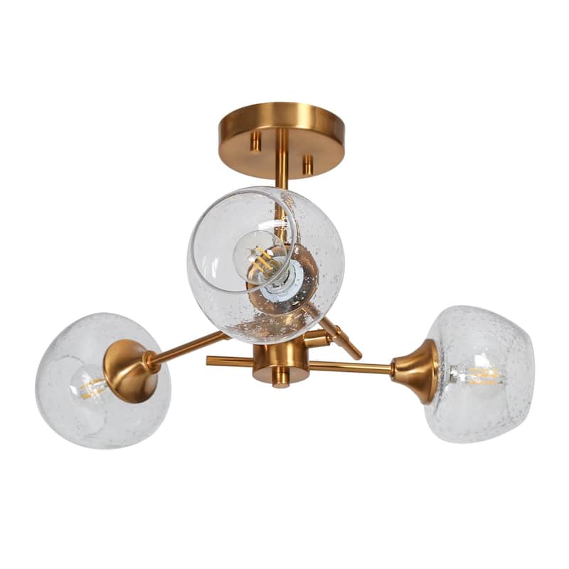 Mid-century Modern 3-light Adjustable Semi-flush Mount Sputnik Wine Glass Dimmable Ceiling Lights - D20'' * H10.5''