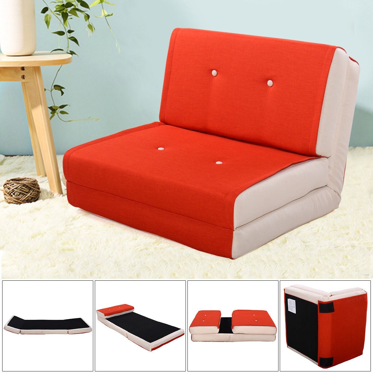 Shop Costway Fold Down Chair Flip Out Lounger Convertible Sleeper