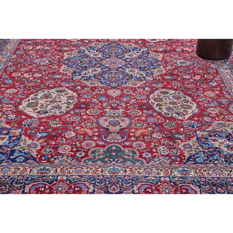 EXQUISITE RUGS ONE-OF-A-KIND Super Fine Millefleur Hand Knotted Red/Red Rug - 9'x12' - 10'x14'