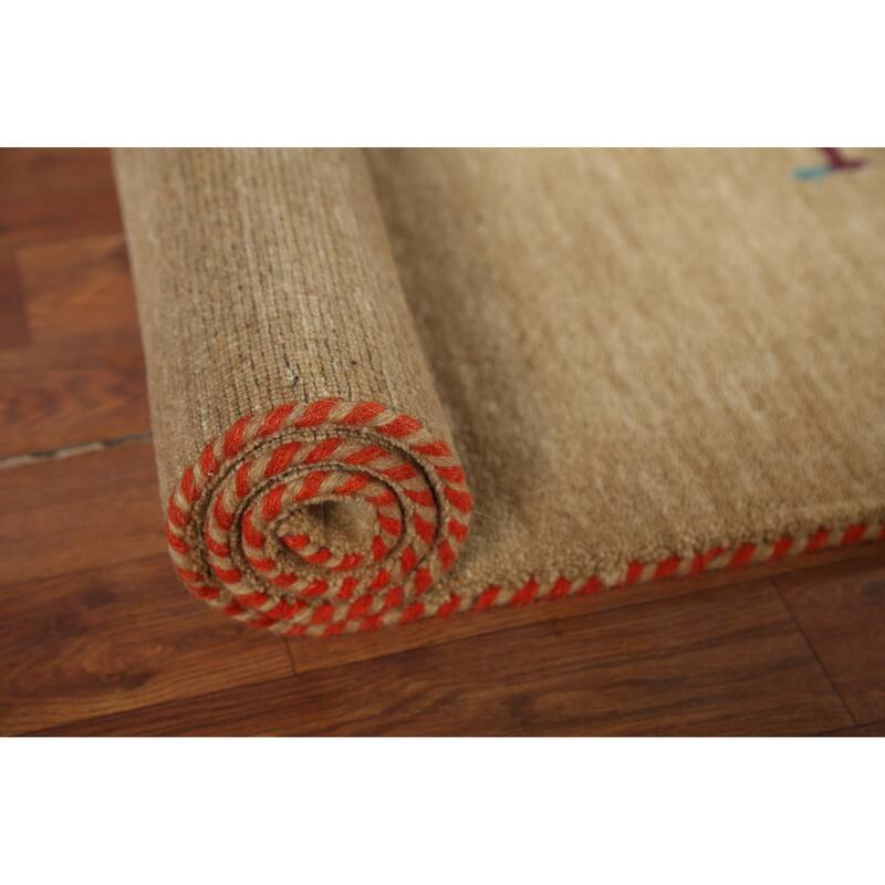 Tribal Gabbeh Indian Accent Rug Hand-Knotted Wool Carpet - 3'0"x 5'2"