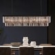 preview thumbnail 1 of 26, 47 in. Smoked Gray and Black Modern Contemporary Crystal Chandelier 2-Tier Linear Kitchen Island Pendant Light for Dining Room