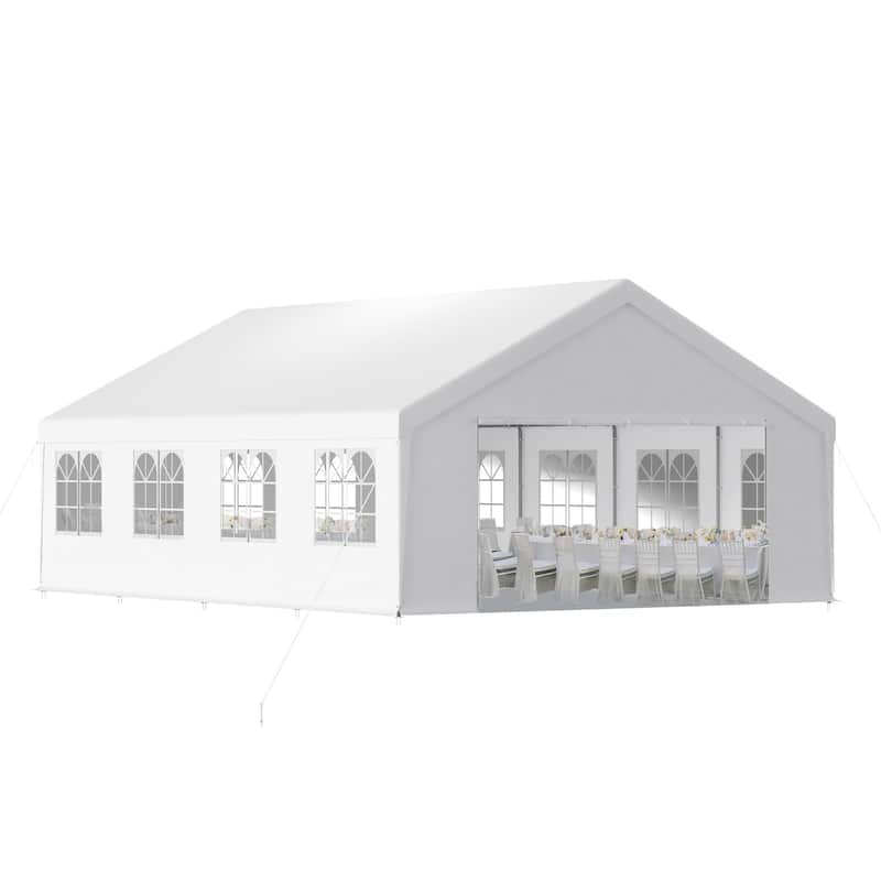 Aoodor Marquee Party Tent with Church Window Sidewalls ,Waterproof Pavillion Tent ,Outdoor Event Tent,Wedding Party Tent - 26'×20' - White