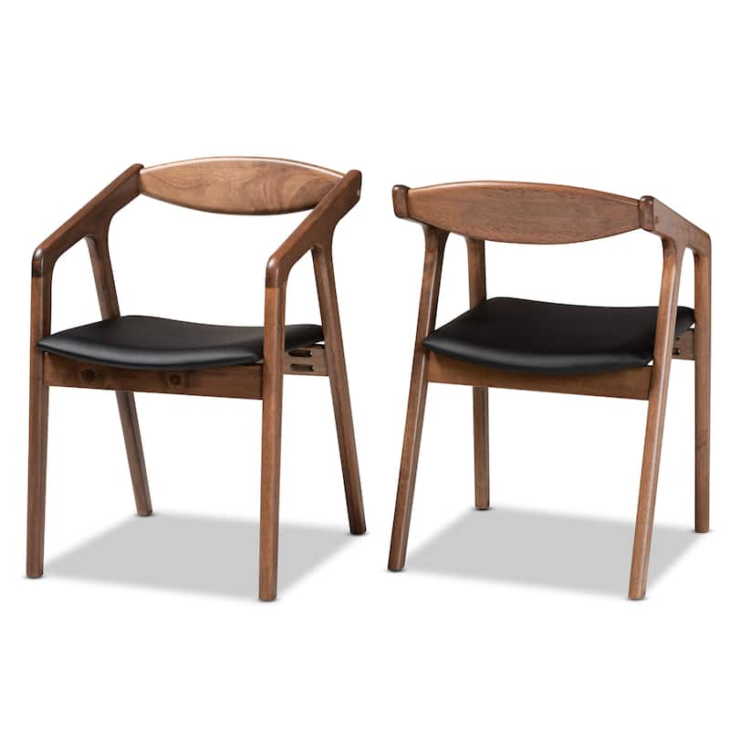 Harland Mid-Century Modern 2-Piece Dining Chair Set - Black