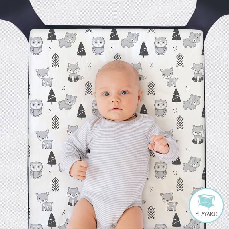 The Peanutshell Woodland Plaid Mini Crib, Playard Sheet 3 Pack Set