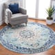 SAFAVIEH Madison Diederike Boho Medallion Distressed Rug - 3' x 3' Round - Teal/Navy