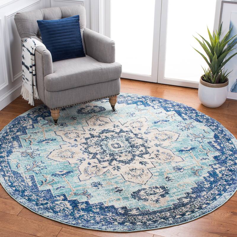Madison Distressed Rug SAFAVIEH Madison Katelijne Boho Medallion Distressed Area Rug - On Sale ...