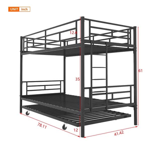 Bunk Bed Twin over Twin with Trundle Black - Bed Bath & Beyond - 38933522