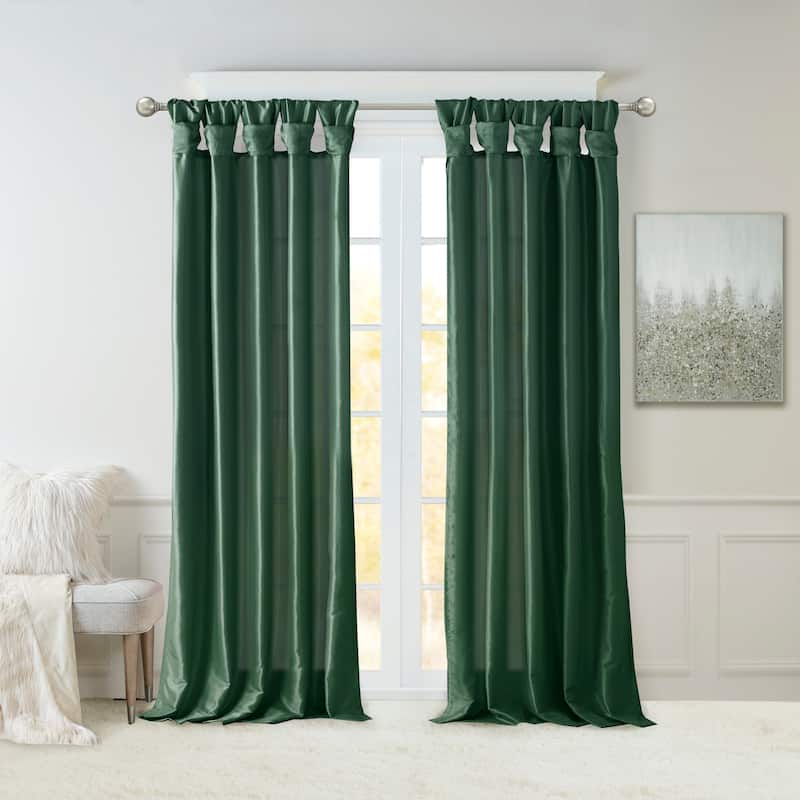 1 PC Twist Tab Lined Window Curtain Panel Green