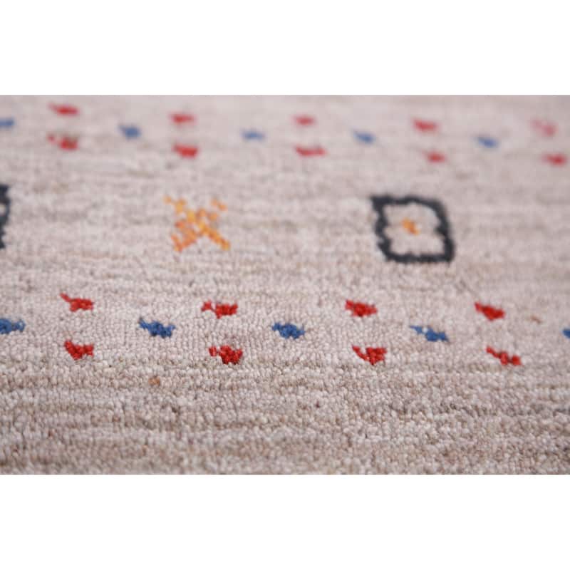 Hand Knotted Oriental 100% Wool Carpet Tribal Stripe Brown Gabbeh Area Rug - 4' 11'' X 3' 1''