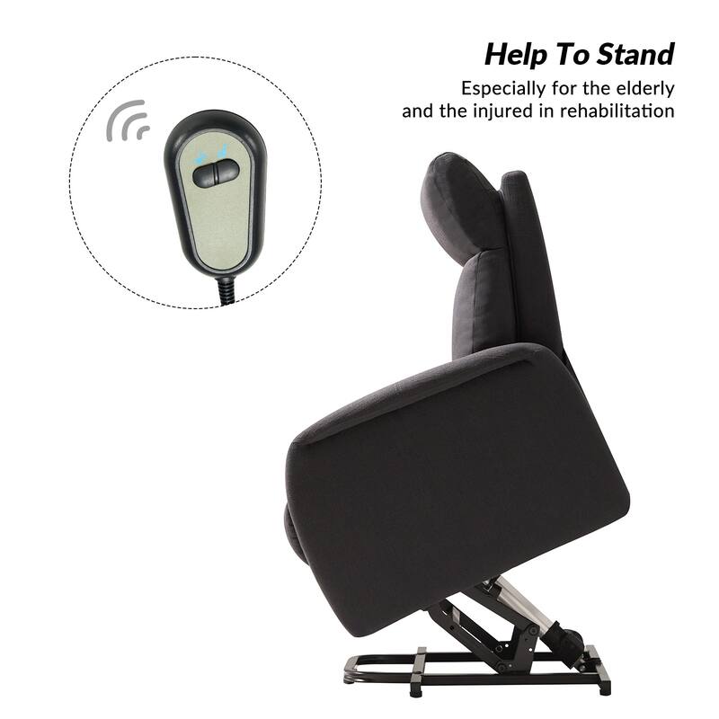 Elisa Mid-century Modern Power Remote Lift Assist Recliner with Metal Base