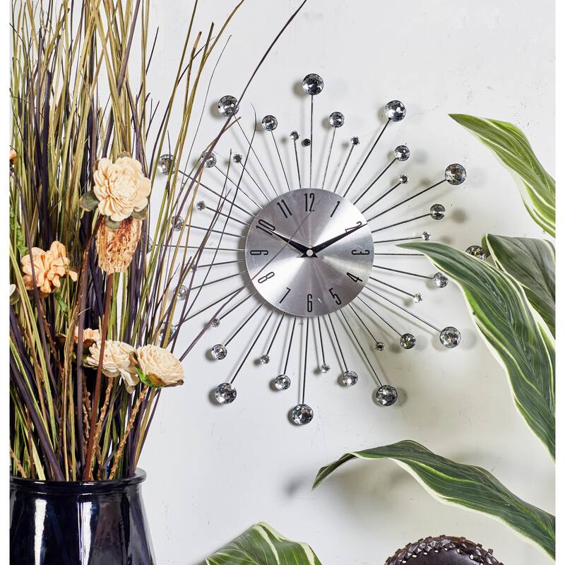 Gold / Copper / or Silver Iron Metal Starburst Sun Glam Wall Clock