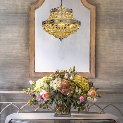 3-Light Glam Empire Crystal Chandelier in Antique Gold