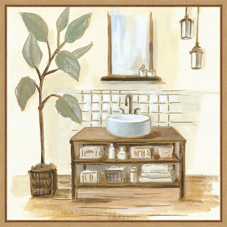 Sage Bathroom II by Silvia Vassileva (16 x 16 in.), Framed Canvas Wall ...