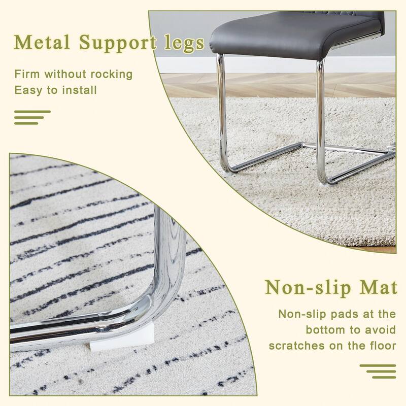 5-Piece 36" Round Glass Dining Table Set, Tempered Glass Table with Metal Legs and 4 PU Leather Chairs for Kitchen, Dining Room