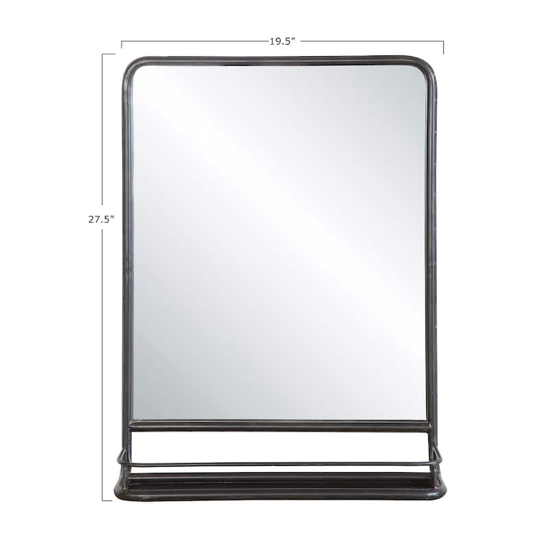 Metal Framed Wall Mirror with Shelf