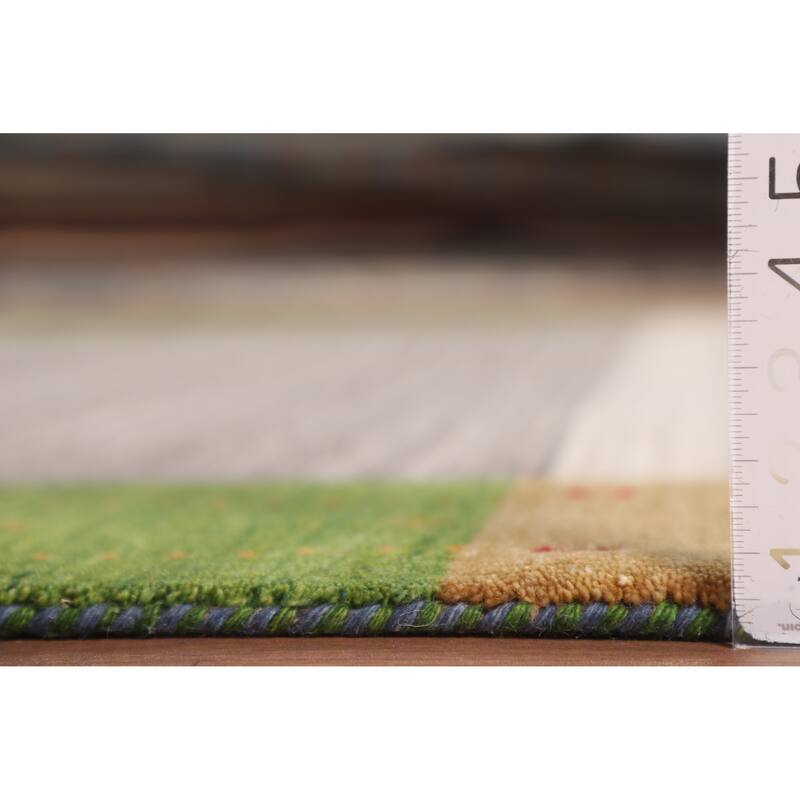 Striped Gabbeh Indian Area Rug Handmade Multi-Color Wool Carpet - 8'1"x 9'7"