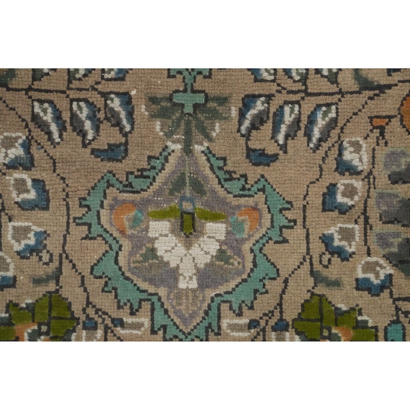 Hand Knotted Oriental 100% Wool Carpet Traditional Floral Brown Tabriz Area Rug - 9' 10'' X 6' 8''