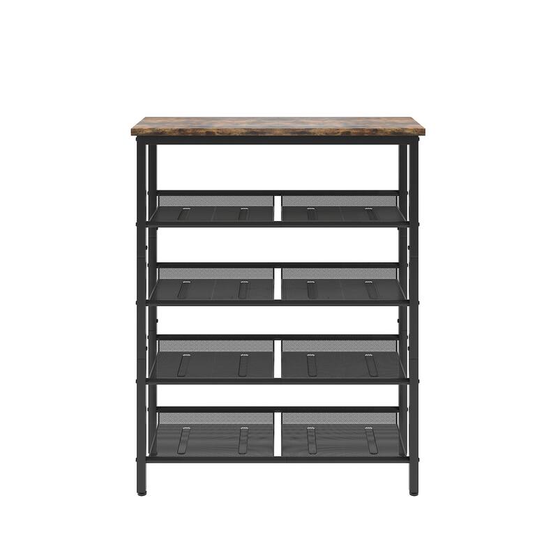 Adjustable 5-layer Shoe Rack with 4 Mesh Shelves