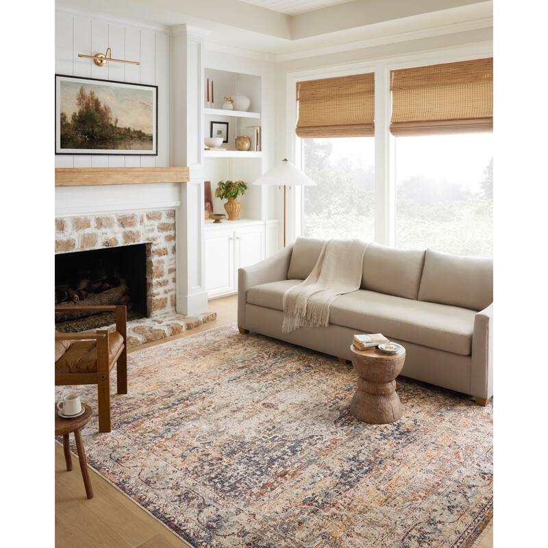 Alexander Home Anniki Distressed Medallion Traditional Area Rug with Micro Fringe - 3' 11" x 5' 7" - Rectangle