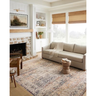Alexander Home Anniki Distressed Medallion Traditional Area Rug with Micro Fringe