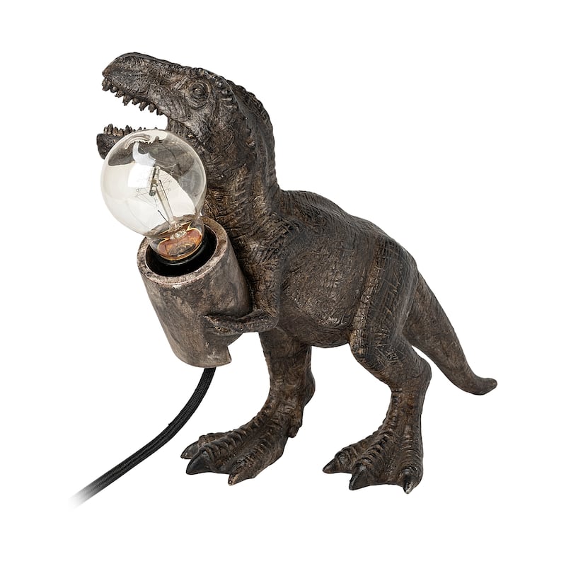 Raptor Dark Grey Resin Tyrannosaurus Rex Statue Table Lamp - Grey