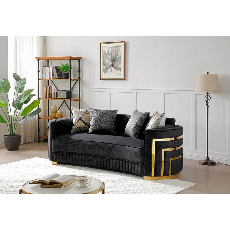 Soledad 91 in. Pillow Top Arm Polyester Straight Sofa in Black