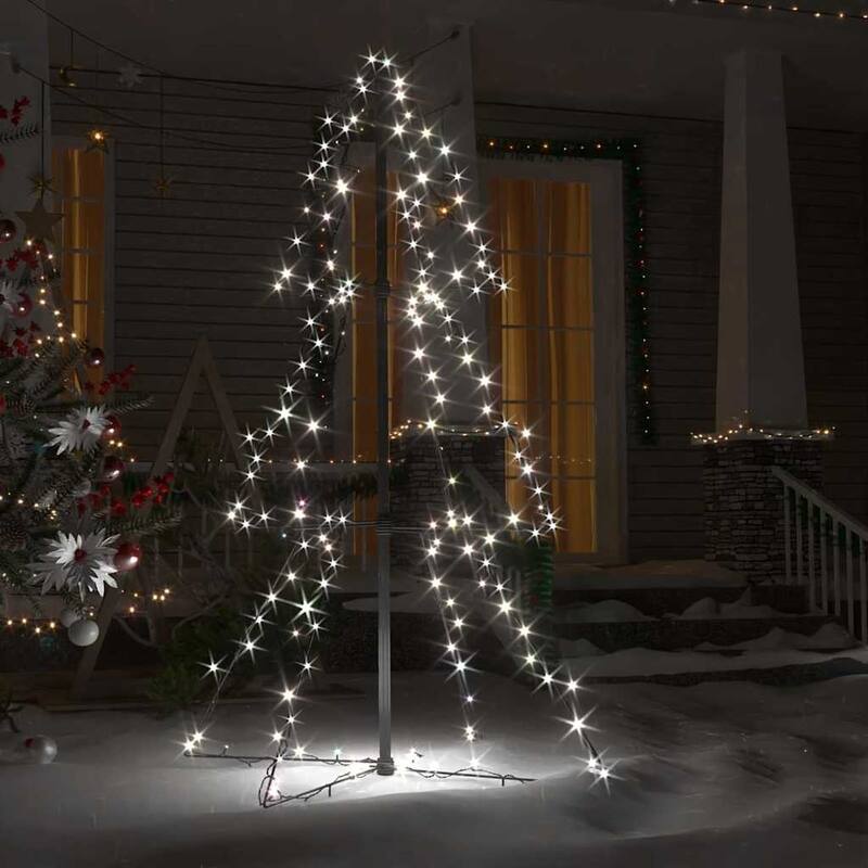 vidaXL Christmas Cone Tree Artificial Xmas Tree with LEDs Christmas Lighting