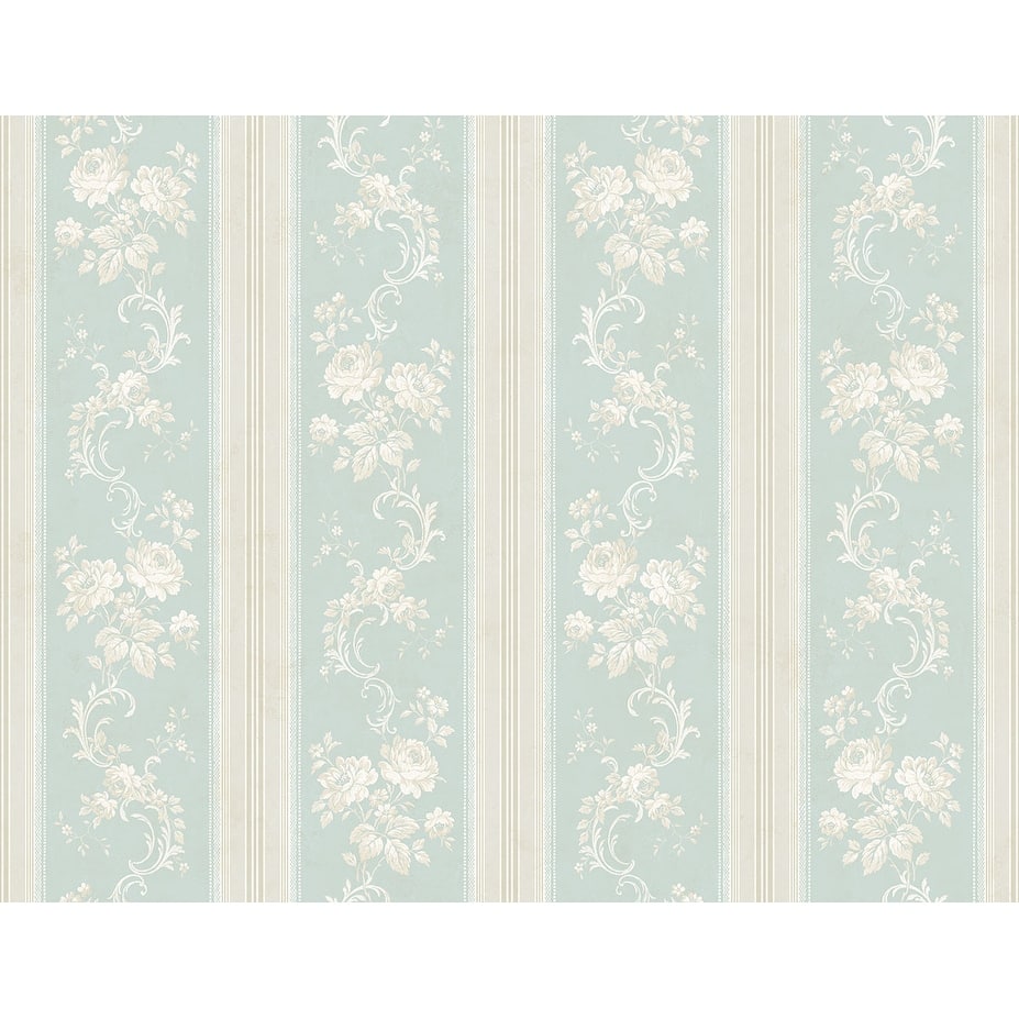 Seabrook Designs Olette Floral Stripe Unpasted Wallpaper